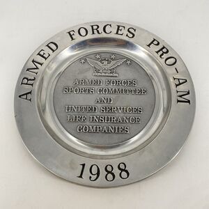 Vintage 1988 Wilton Pewter Armed Forces Pro-Am Plate 10.75” Military USA